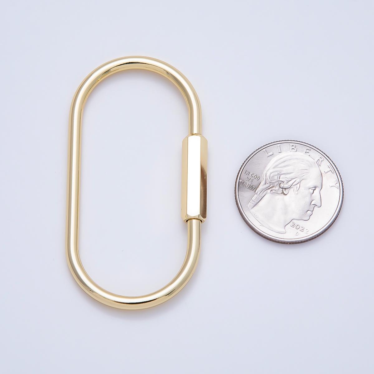 18K Gold Filled 60mm Big Viral Bag Charm Oval Carabiner Lock Clasp Closure Finding interlocking clasp Charm Holder | FINDINGS-00481