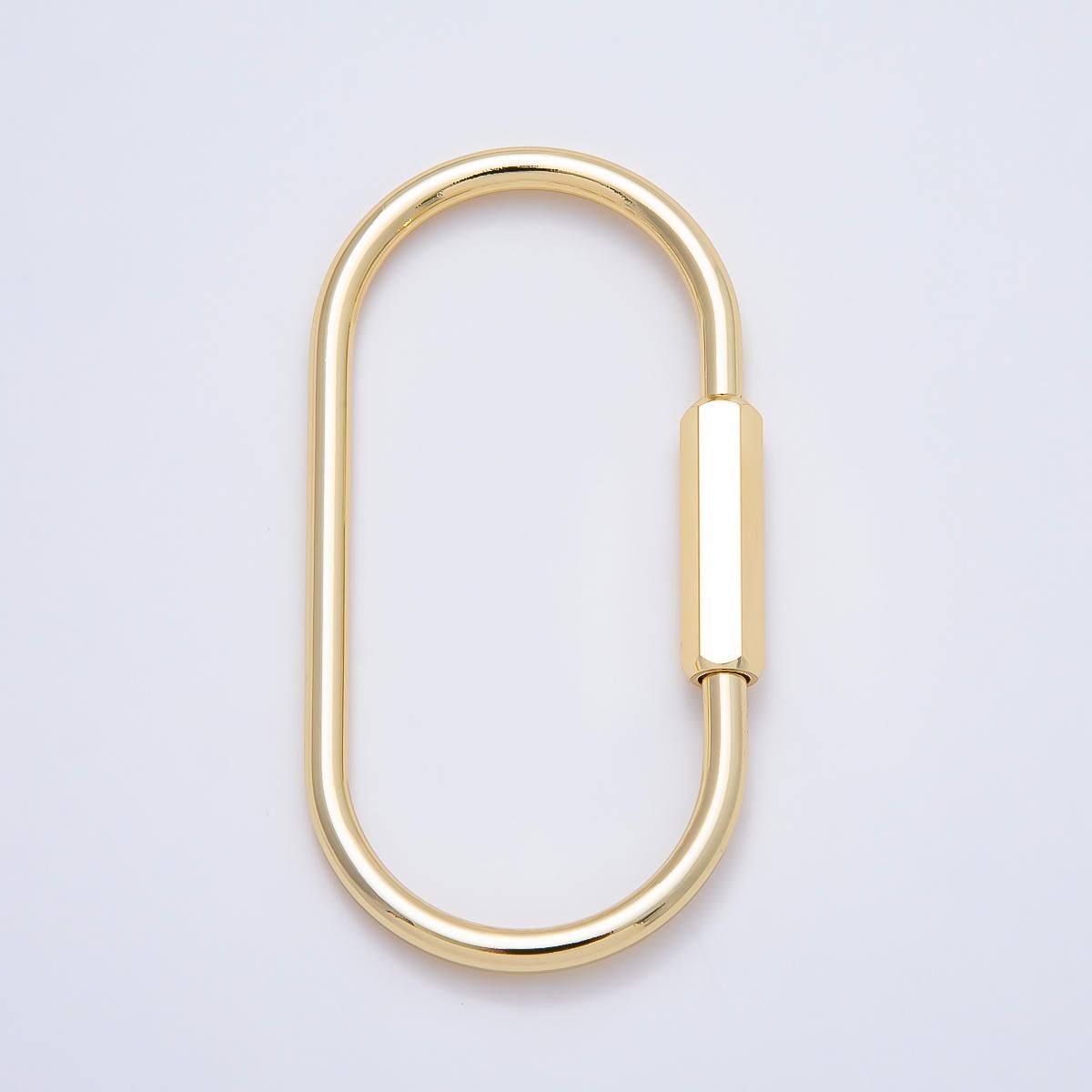 18K Gold Filled 60mm Big Viral Bag Charm Oval Carabiner Lock Clasp Closure Finding interlocking clasp Charm Holder | FINDINGS-00481