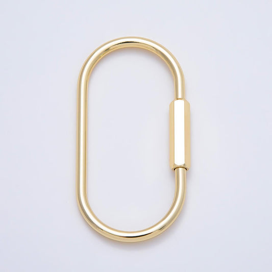 18K Gold Filled 60mm Big Viral Bag Charm Oval Carabiner Lock Clasp Closure Finding interlocking clasp Charm Holder | FINDINGS-00481