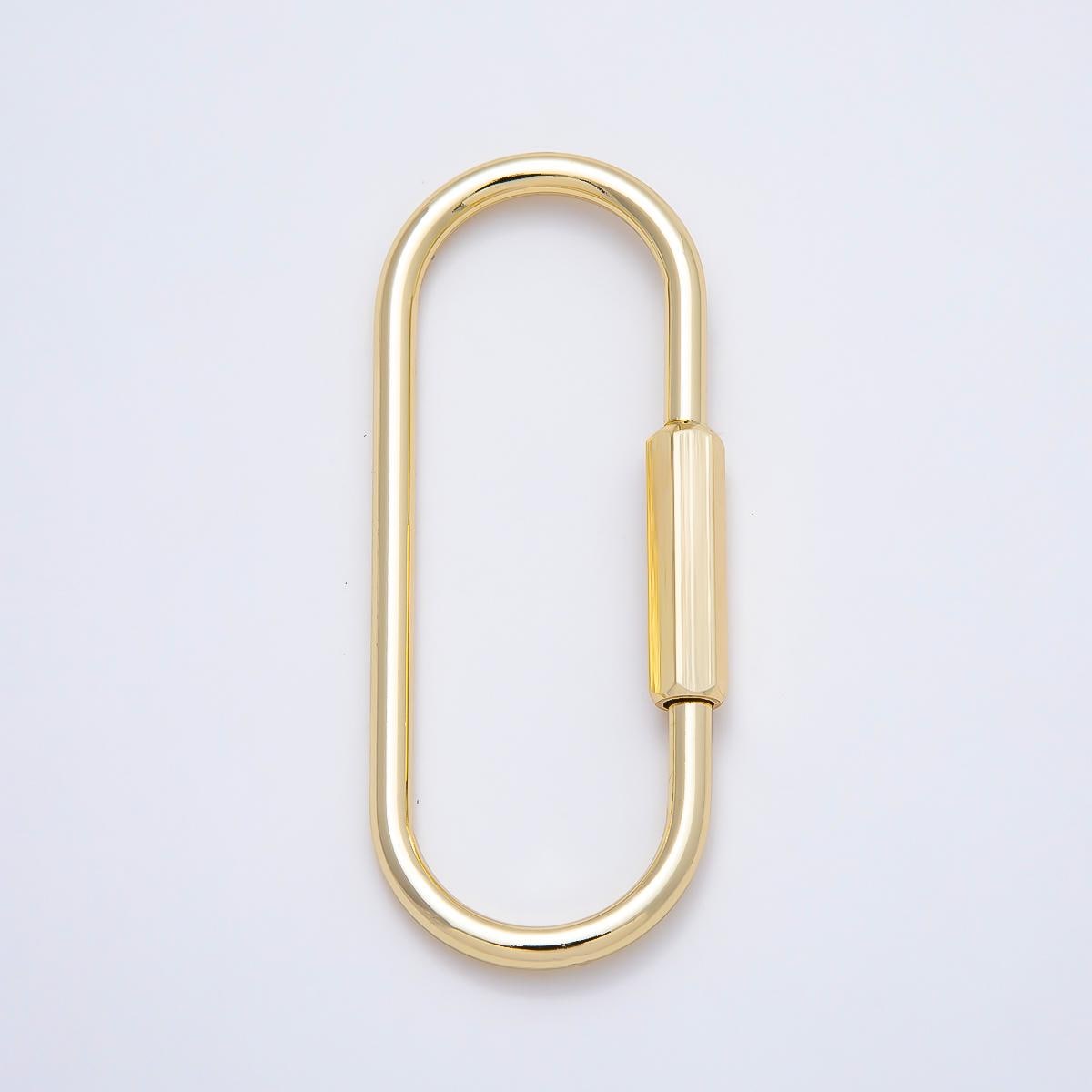 18K Gold Filled 60mm Big Viral Bag Charm Oval Carabiner Lock Clasp Closure Finding interlocking clasp Charm Holder | FINDINGS-00481