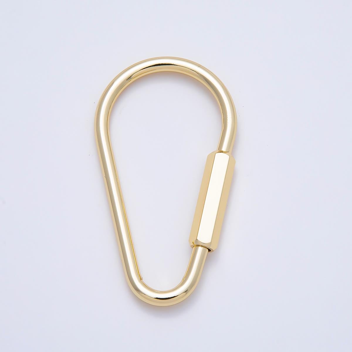 18K Gold Filled 60mm Big Viral Bag Charm Oval Carabiner Lock Clasp Closure Finding interlocking clasp Charm Holder | FINDINGS-00481