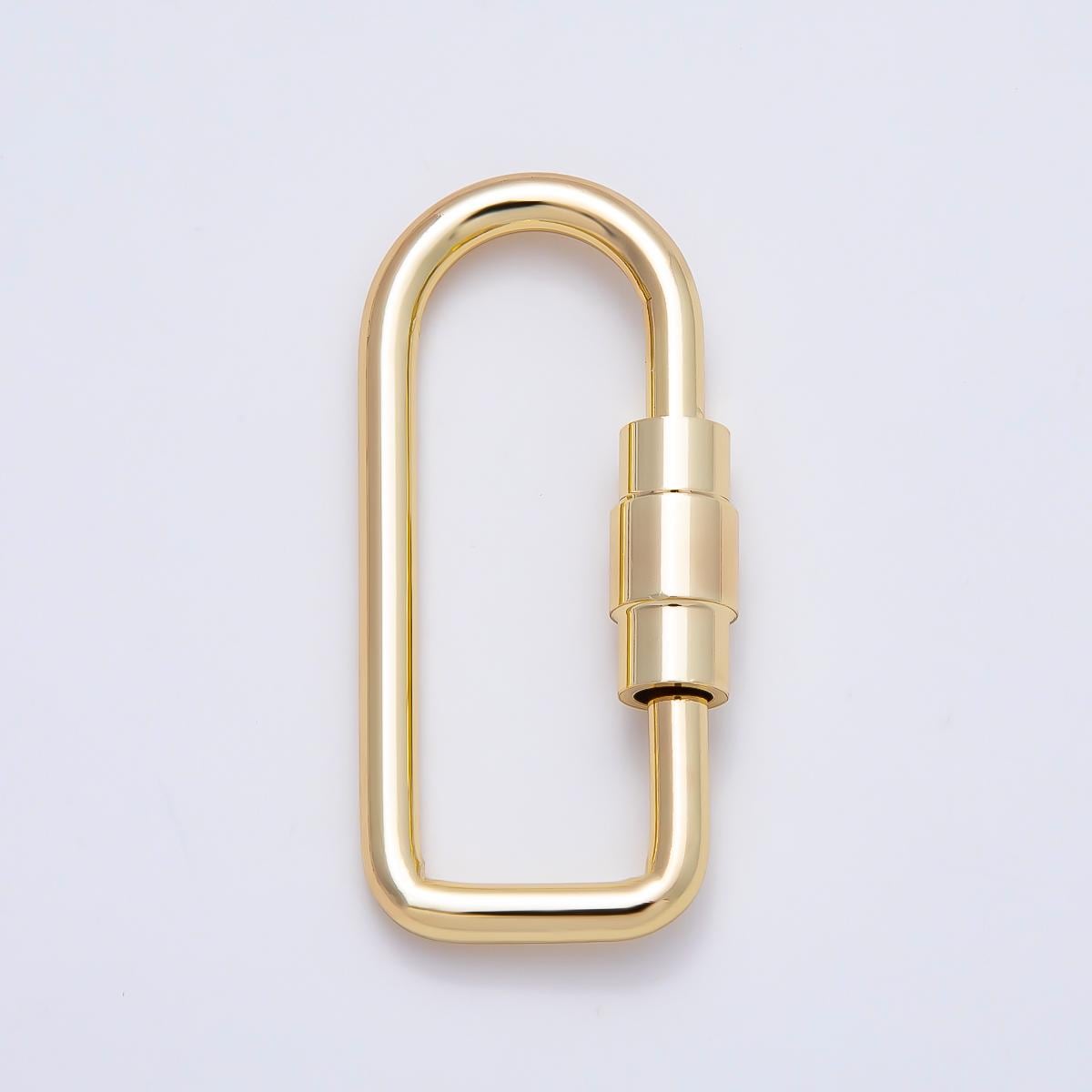 18K Gold Filled 60mm Big Viral Bag Charm Oval Carabiner Lock Clasp Closure Finding interlocking clasp Charm Holder | FINDINGS-00481