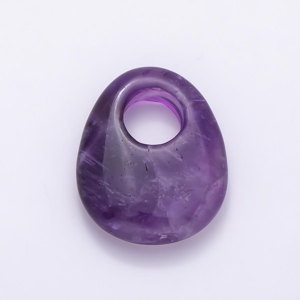 Gemstone Oval Donut Pendant Beads Cord Necklace Charm Drop Charm Semi Precious Stone Findings-470