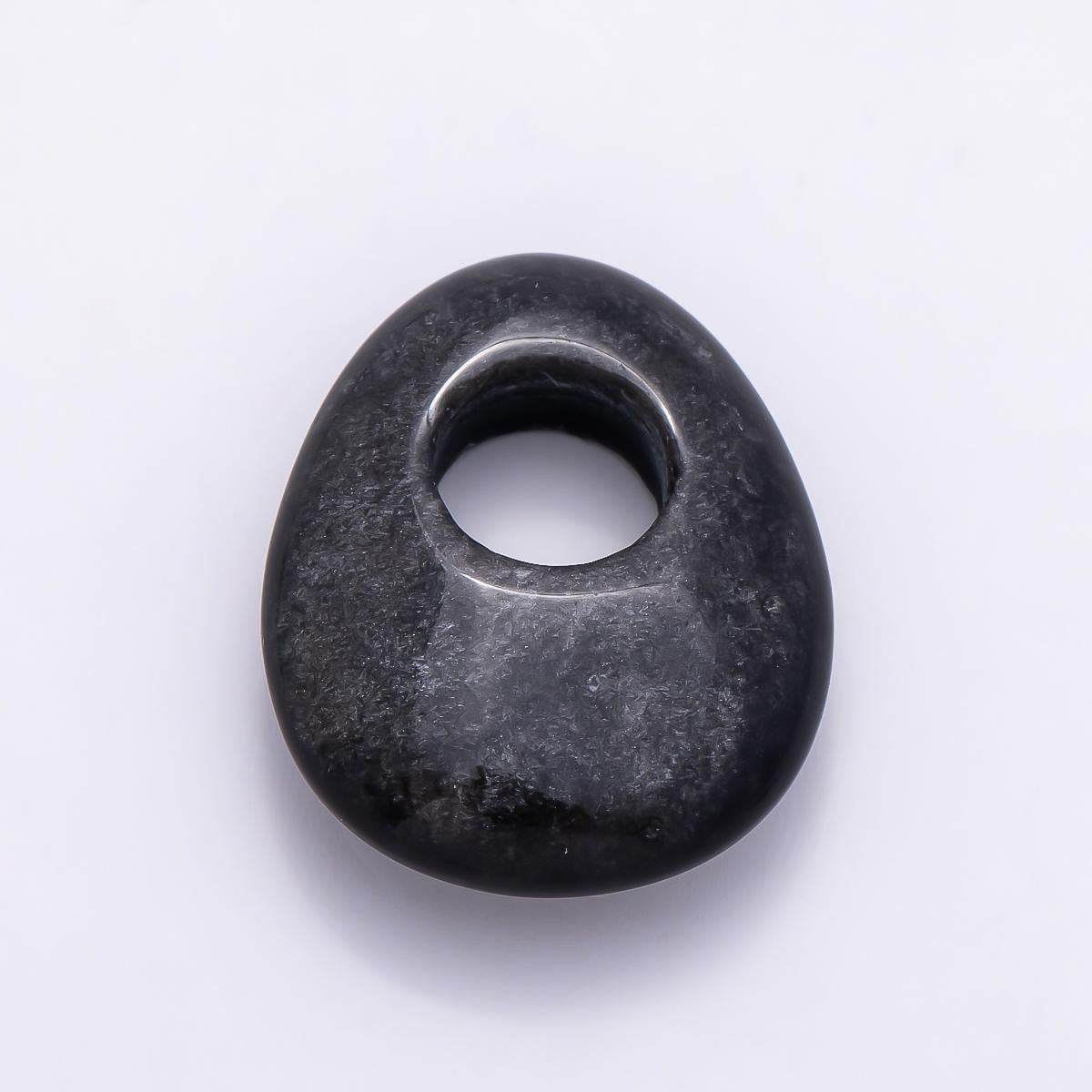 Gemstone Oval Donut Pendant Beads Cord Necklace Charm Drop Charm Semi Precious Stone Findings-470
