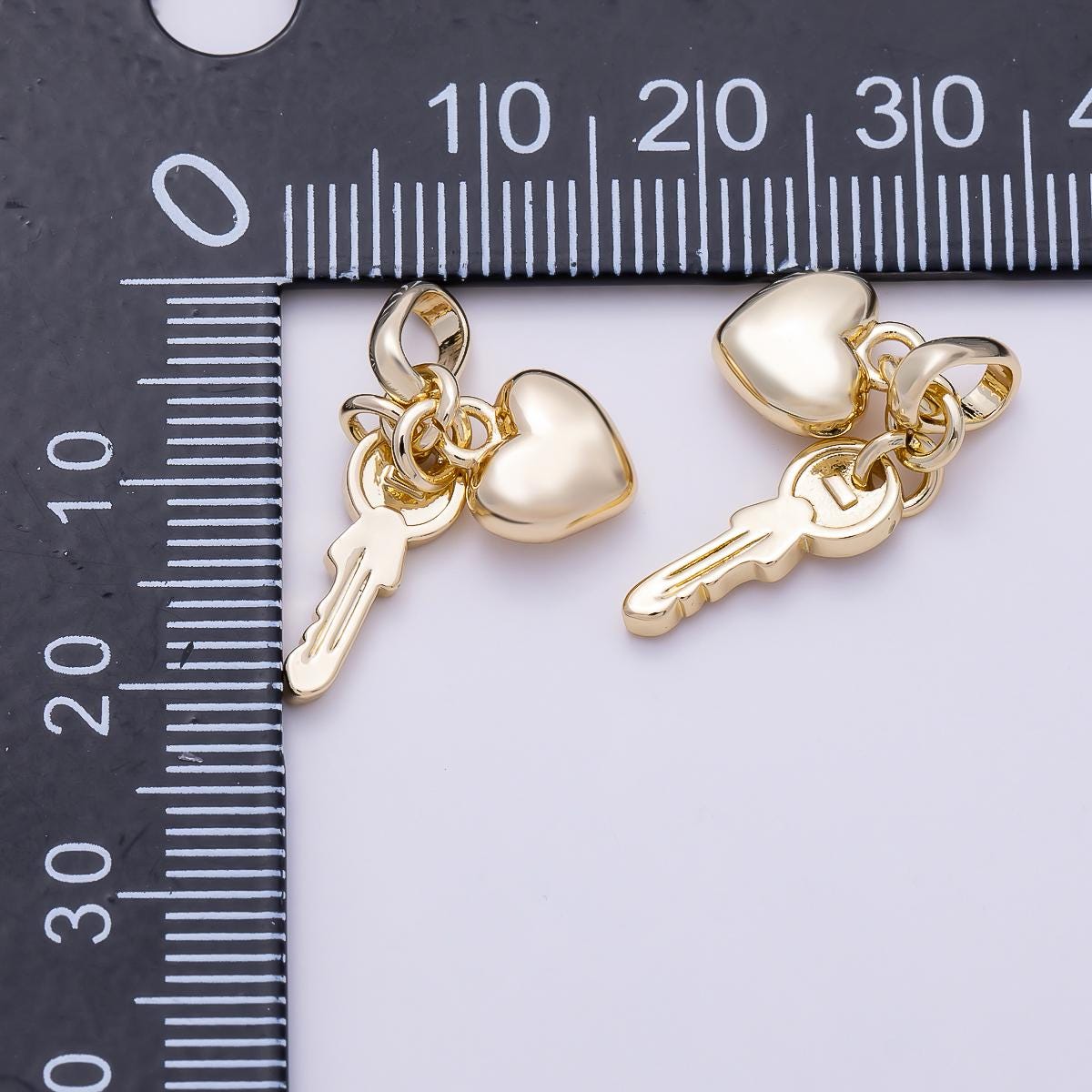 16K Gold Filled 20mm Chubby Heart Key Minimalist Pendant Dainty Romantic Charm Layered Necklace DIY Jewelry Supply | Charms-01470