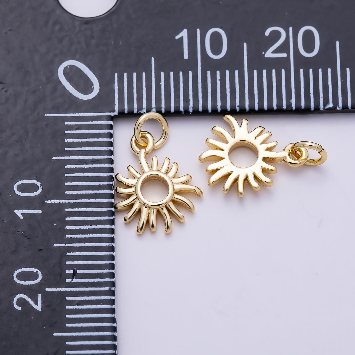16K Gold Filled 12mm Mini Sun Pendant Sunburst Celestial Jewelry Add-On Charm Sunshine Ray DIY Jewelry Making Supply Necklace | Charms-01482