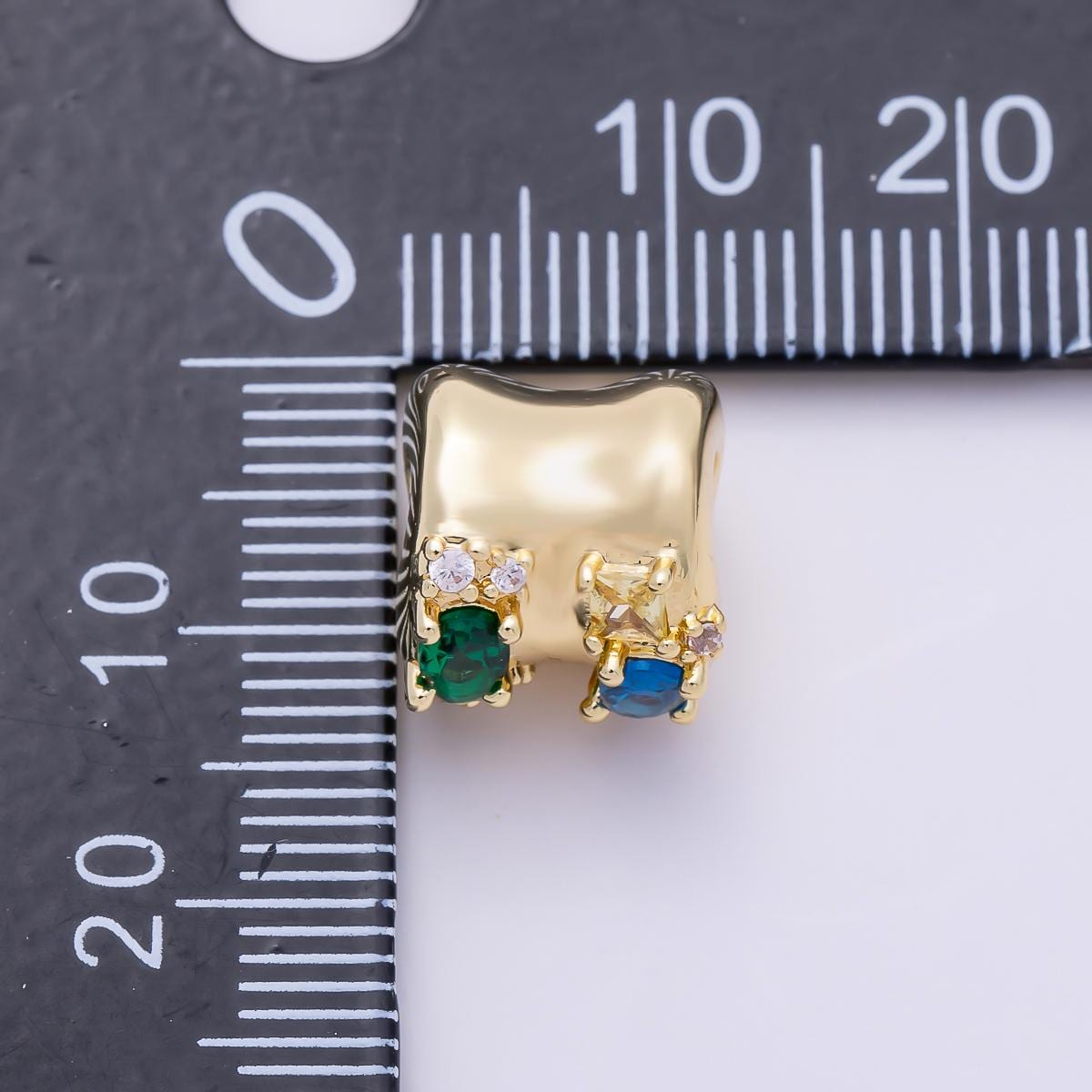 16K Gold Filled 11mm Green Blue Micro Paved CZ Molten Bead Rondelle Spacer Charm DIY Jewelry Making Supply custom necklace | Beads-00531