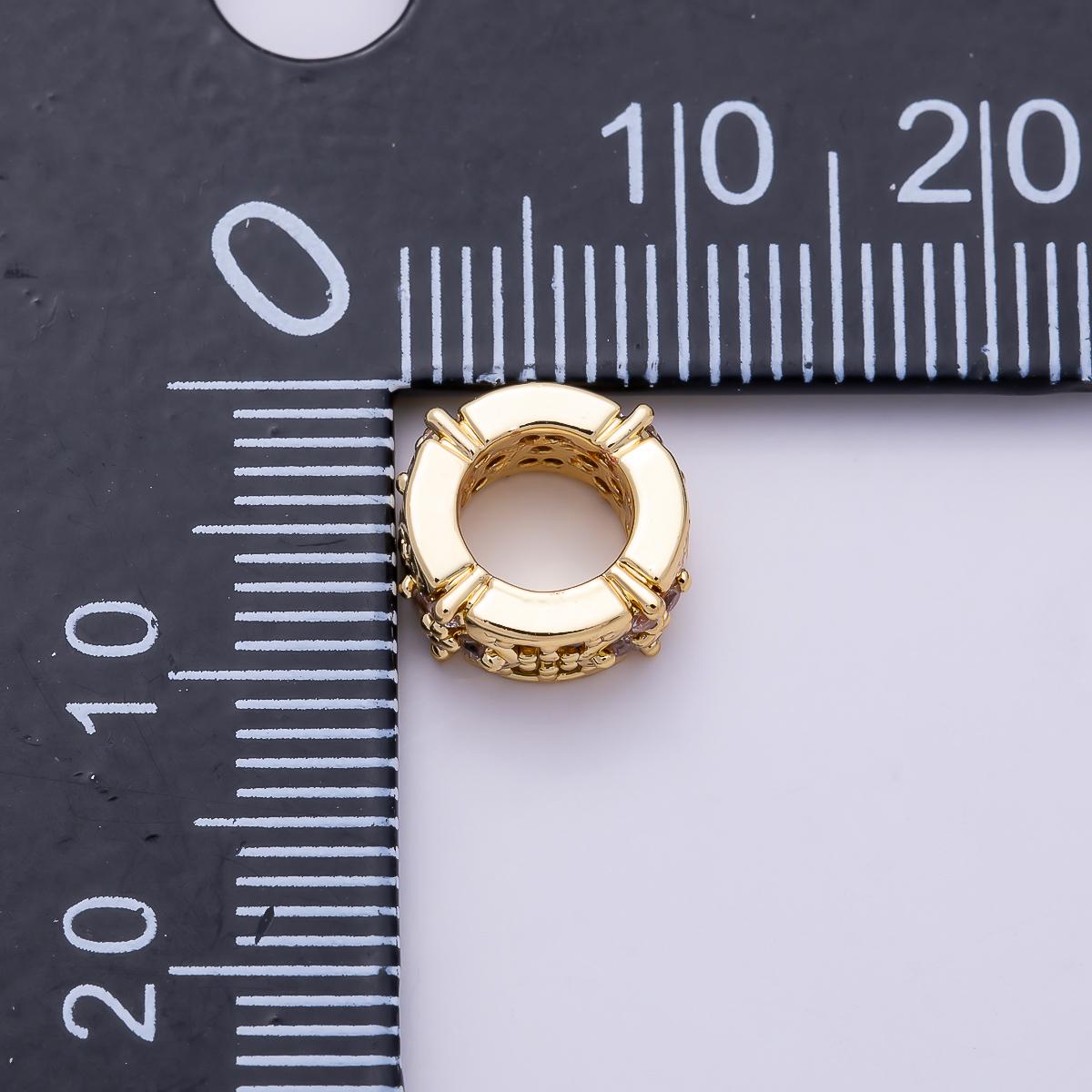 16K Gold Filled 10mm Clear Micro Paved CZ Flower Clover Rondelle Bead Crystal DIY Charm for custom Necklace or Bracelets | Beads-00532