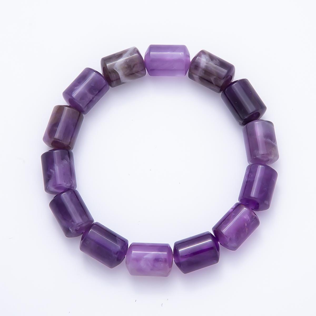 16K Gold Filled 10mm Clear Quartz, Amethyst, Aventurine, Rose Quartz, Tiger Eye Tube Gemstone Stretch Bracelet | WA-02243
