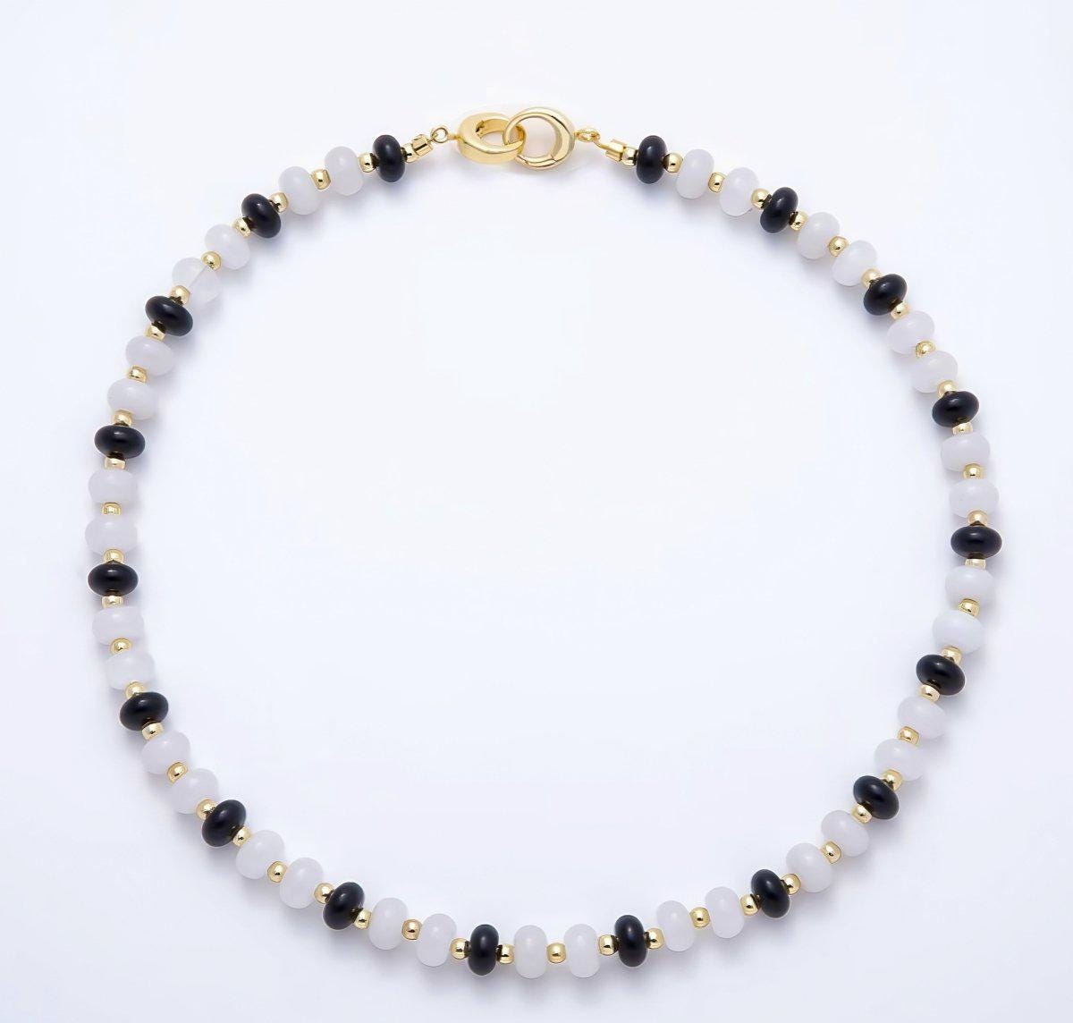16K Gold Filled 3.3mm Bead Rondelle Gemstone Chain 17 Inch Necklace w. Dual Push Gate Colorful Beaded Choker Summer Jewelry | WA-02161
