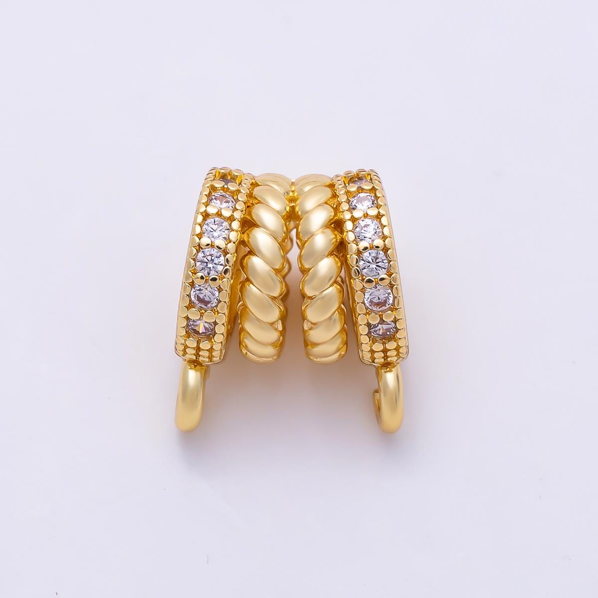 Mini gold bail beads bail charm holder spacer with 2 loop tube bails cord bails slider bails spacer ring Connectors-00034
