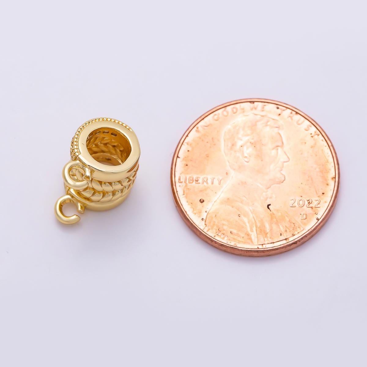Mini gold bail beads bail charm holder spacer with 2 loop tube bails cord bails slider bails spacer ring Connectors-00034