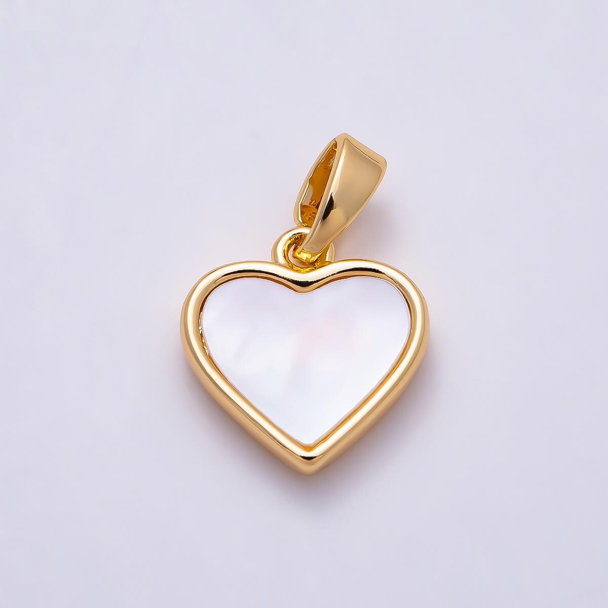 16K Gold Filled 12mm Shell Pearl Heart Bezel Charm Minimalist Romantic Jewelry Supply Elegant Gift for her necklace bracelet | Charms-01503